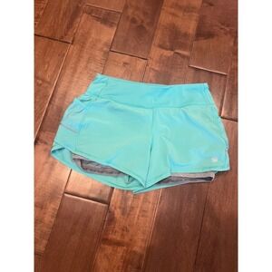 Athleta Women's Running Shorts Teal Blue Lined Pocket Activewear XS‎
